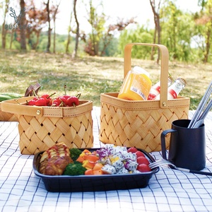 Cesto Portaoggetti Ecologico in <span class=keywords><strong>Vimini</strong></span> per Picnic, Frutta, Verdura, <span class=keywords><strong>Pane</strong></span>, in Legno e Rattan Intrecciato - Product Image 5