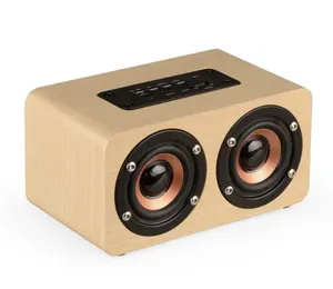 W5扬声器木质蓝牙无线扬声器10w双喇叭震撼低音HIFI音箱智能语音呼叫音频扬声器