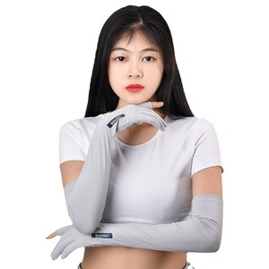 Manches de protection solaire d'extérieur en soie glacée respirante, compatibles avec les écrans tactiles, manches longues, gris, taille unique, été 2023 - Product Image 3