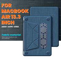 Cove de protection pour ordinateur portable en tissu durable bleu marine avec support magnétique pour Mac Book Air 13 2018/2020 modèle A2337 M1 A2179 A1932