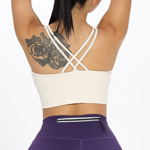 Vêtements de sport sans couture pour Pilates, course à pied, yoga, fitness, soutien-gorge de sport croisé pour femme - Product Image 5