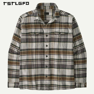 Camisa de Franela a Cuadros Vintage para Hombre con Logotipo Personalizado, 100% Algodón, Ecológica, Casual, Manga Larga, Cierre de un Solo Botón - Product Image 2