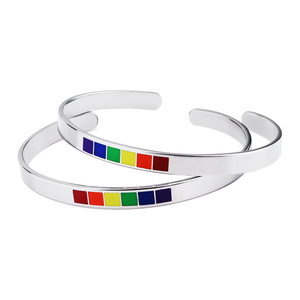 Gay Pride Jewelry Rainbow <span class=keywords><strong>Bar</strong></span> LGBT Pride Bracelet Amistad Gay Lesbian Bangle Bracelet para pareja - Product Image 4