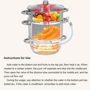 Extractor de Jugo a Vapor de Acero Inoxidable para Frutas y Verduras con Tapa de Acero Inoxidable - Product Image 2