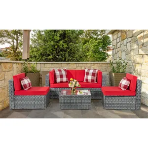 Tùy chọn khung kim loại đồ nội thất ngoài trời có thể điều chỉnh Patio PVC wicker dệt mây sofa