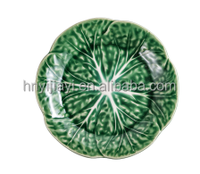 JIUWANG Meilleur service de vaisselle en céramique et porcelaine, assiettes à choux vertes gaufrées, vaisselle de table en poterie