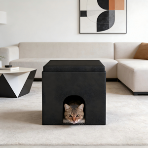 Pouf moderne 3-en-1 pour chat avec couvercles rabattables, plateau de service et boîte de rangement peu encombrante pour villa, appartement, cuisine, salle à manger - Product Image 4