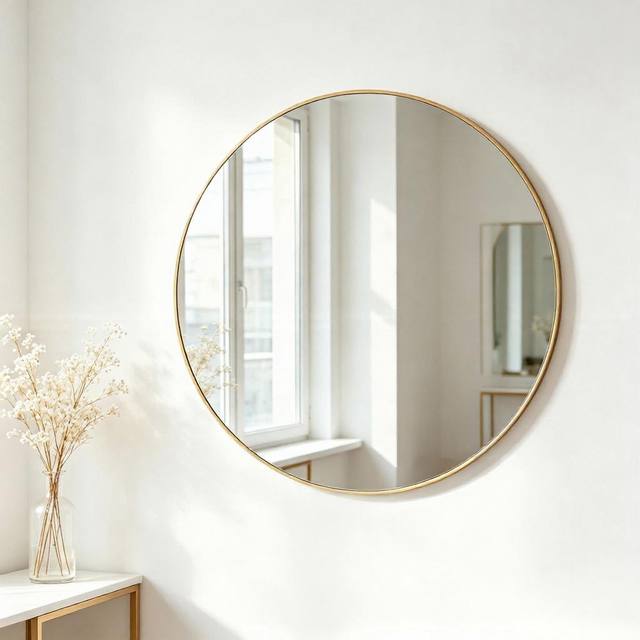 Minimalist Round Aluminum Alloy Eco-Friendly Wall Mirror