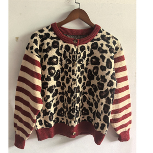 Cardigã Feminino Chic 2026 com Estampa de Leopardo e Listras, Suéter de Malha Y2K com Botões e Manga Longa, Agasalho de Outono - Product Image 6