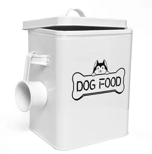 कुत्ते खाद्य कंटेनर-पालतू जानवर अच्छी कुत्ते खाद्य भंडारण कनस्तर, धातु पालतू पशु खाद्य कंटेनर 4lbs क्षमता-स्कूप शामिल