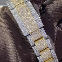 Jam Tangan Digital Mewah Gaya Bisnis Baru Ronda Moissanite Baja Tahan Karat Berlapis Emas Perak Dial Penunjuk Tahan Air