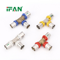 Raccords à sertir en laiton pour tuyaux PEX multicouches, coudes de 16-32 mm, fabriqués par l'usine IFAN