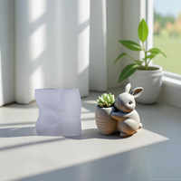 Moule en silicone moderne pour pot de fleurs, tasse de rangement en résine époxy DIY, motif lapin blanc, pour aromathérapie et plâtre ciment