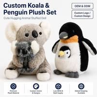 Peluche Famille Mère-Bébé Koala et Pingouin, Jouet en Peluche, Cadeau, Fabricant OEM ODM Personnalisé, Vente en Gros