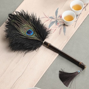 Plumeau en plumes de paon, plumeau en racine de bambou violet, plumeau en plumes d'autruche, essentiel pour la salle de thé, décoratif, en forme de poulet - Product Image 3