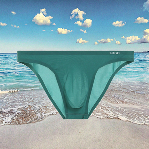 Tanga de Hombre de Talle Bajo, Color Sólido, Tejido Sin Costuras, Spandex y Nailon, Diseño con Logotipo en la Cintura - Product Image 2
