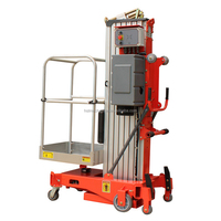 Plateforme élévatrice hydraulique portable certifiée CE à mât unique en alliage d'aluminium avec table de 0,6 m x 0,6 m et capacité de 150 kg