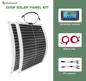 แผงโซลาร์เซลล์แบบยืดหยุ่น 200W กันน้ำ ชนิดโมโน พร้อมตัวควบคุม MPPT และชุดสายเคเบิล สำหรับการตั้งแคมป์กลางแจ้ง 2 ชิ้น 100W*2 ราคาประหยัด - Product Image 1