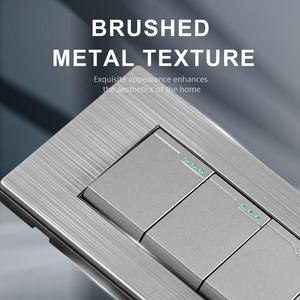 Interruptor de <span class=keywords><strong>escalera</strong></span> de 1/2 vías de 3 bandas Panel de acero inoxidable EE. UU. México 110V-250V 10A Interruptor de pared de <span class=keywords><strong>luz</strong></span> estándar de 118mm Botón de encendido y apagado - Product Image 6