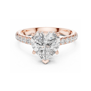 Bague de fiançailles en forme de cœur en or jaune avec halo de diamants caché, bague de promesse pavée, bijoux de mariée élégants, cadeau pour femme - Product Image 5