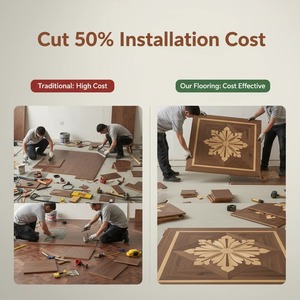 <span class=keywords><strong>Parquet</strong></span> artistique multicouche en mosaïque, motif Versailles, chêne et noyer noir, installation T&G pour villas de luxe, extérieur - Product Image 4