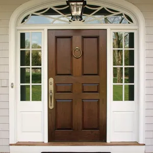 Porta de madeira maciça exterior de design luxuoso porta à prova de som madeira real dupla entrada de alta qualidade para casa