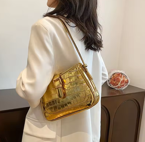 Bolso de Mano con Patrón de Cocodrilo para Mujer, Bolso de Hombro Simple y Moderno - Product Image 6