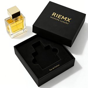 Boîte rigide de haute qualité pour parfum, avec couvercle magnétique, finition soft touch, estampage à chaud, impression personnalisée, fabrication sur mesure. - Product Image 4