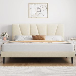 Offre Spéciale plate-forme rembourrée à cadre de <span class=keywords><strong>lit</strong></span> <span class=keywords><strong>complet</strong></span> à lattes de bois modernes et solides avec tête de <span class=keywords><strong>lit</strong></span> - Product Image 2