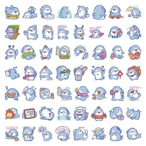 60 autocollants en vinyle originaux, sans contrefaçon, mignons et amusants, motif requin graffiti, imperméables et écologiques pour coques de téléphone portable - Product Image 5