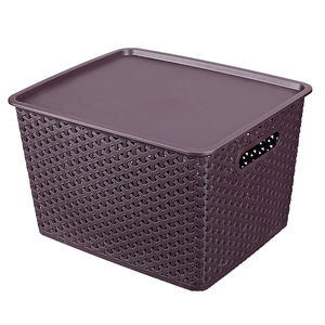 Storage Basket Rattan Storage Basket With Lid Finishing Container Rectangular Storage Box Plastic Storage Basket