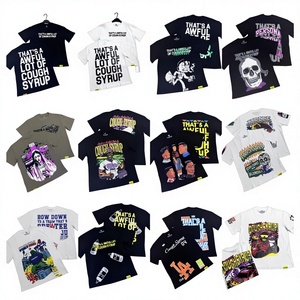 Camiseta de algodón de manga corta con cuello redondo para hombre, de marca de lujo, con estampado de jarabe para la tos, estilo urbano, personalizada al por mayor - Product Image 1