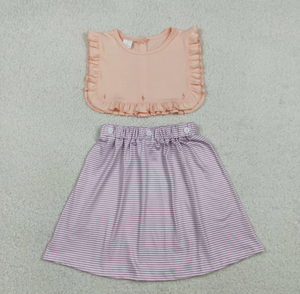 Robe sans manches à rayures violettes pour bébés filles, 2 pièces, longueur genou, combinaison - Product Image 3