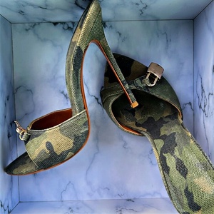 Escarpins camouflage à talons hauts grande taille 45 pour femme, couleur personnalisée, décor métallique, mules à talon aiguille, chaussures de soirée basiques - Product Image 6