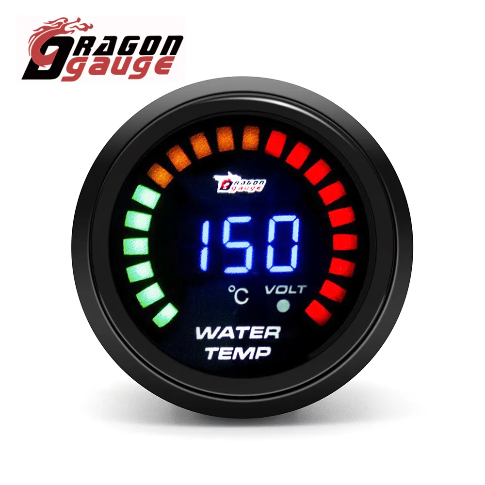 DRAGON GAUGE 52mm 2 Zoll LED Digital Auto Wasser temperatur anzeige mit Sensor Wasser temperatur anzeige Auto Meter ()