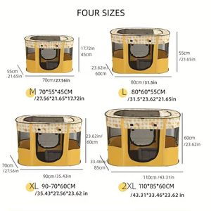 Portable Foldable <b>Cat</b> Playpen Pet Exercise <b>Kennel</b> Indoor <b>Outdoor</b> Pet Gate with Mesh Panels Carrying Handle - Product Image 4