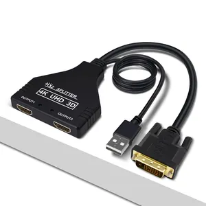 Doonjiey 4K Splitter 1X2 Dvi Naar Dual Hdtv Adapter Ondersteuning 3d Volledige 1X2 Hdtv Poort Auto Splitter Voor Pc Dvd Hdtv Splitter