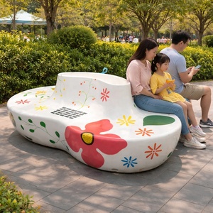 Banc-jardinière en PRV peint et étanche, direct usine, pour sièges publics et sièges d'attente, chaise de loisirs créative en fibre de verre pour centre commercial, en promotion - Product Image 2