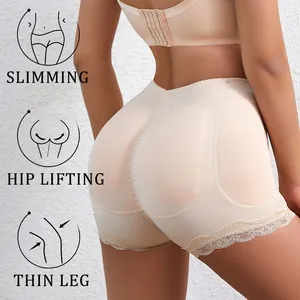 Women Butt Lifter Panties Tummy Control Shapewear Comfortable Waist Slimming Underwear with lace edges and hip pads Boyshorts