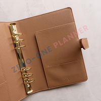 Personnalisé A4 A5 A6 A7 Premium Portefeuille en cuir PU avec galets Classeur à 6 anneaux Portefeuille Budget Classeur avec mécanisme d'anneau doré