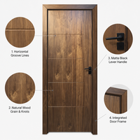 Kit d'installation de porte intérieure pré-assemblée moderne en bois massif rainuré, étanche, pour projets de construction résidentielle aux États-Unis