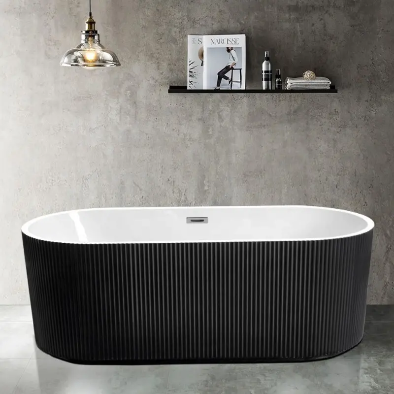 काले रंग के लिए पोर्टेबल स्नान टब वयस्क स्टॉक में विभिन्न आकार मुक्त खड़े बाथरूम शीसे रेशा सस्ते बाथटब
