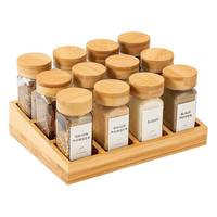 Nouveauté Emballage Petit récipient en verre pour épices pour produits Pot de stockage avec couvercle en bambou Ensemble d'étiquettes