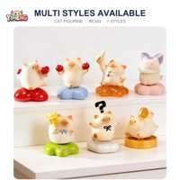 Conjunto de Figuras Rotativas Cat Blind Box em Resina Kawaii, Brinquedo de Mesa Giratório 360°, Presente Colecionável com Embalagem Original para Maiores de 14 Anos