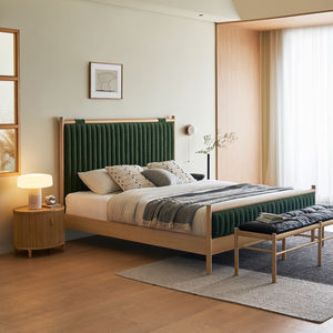 <span class=keywords><strong>Letto</strong></span> dal Design Rilassante in Stile Naturale Casual, Struttura in Legno Massello con Testiera Imbottita <span class=keywords><strong>Verde</strong></span> Staccabile - Product Image 5