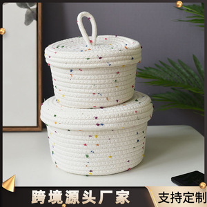 Desktop <b>storage</b> box, cotton <b>rope</b> <b>storage</b> <b>basket</b>, cosmetics, snack <b>basket</b>, miscellaneous items <b>basket</b>, underwear and sock - Product Image 5
