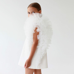 Dernières conceptions de manches à volants enfants anniversaire fleur fête blanc noir a-ligne enfants mariage princesse <span class=keywords><strong>petite</strong></span> fille <span class=keywords><strong>robe</strong></span> - Product Image 3