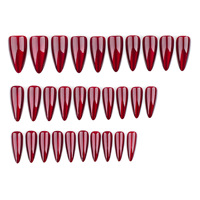 30 pièces boîte armure vente chaude Halloween portant presse sur ongles couleur unie rouge oeil de chat Nail Art peut être répété faux ongles