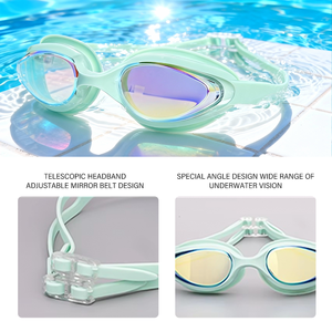 แว่นตาว่ายน้ำ YL1100 สายซิลิโคน แว่นตาว่ายน้ำสำหรับการแข่งขัน เลนส์กันฝ้า  พร้อมที่ครอบจมูกในตัว สำหรับผู้ใหญ่ - Product Image 2