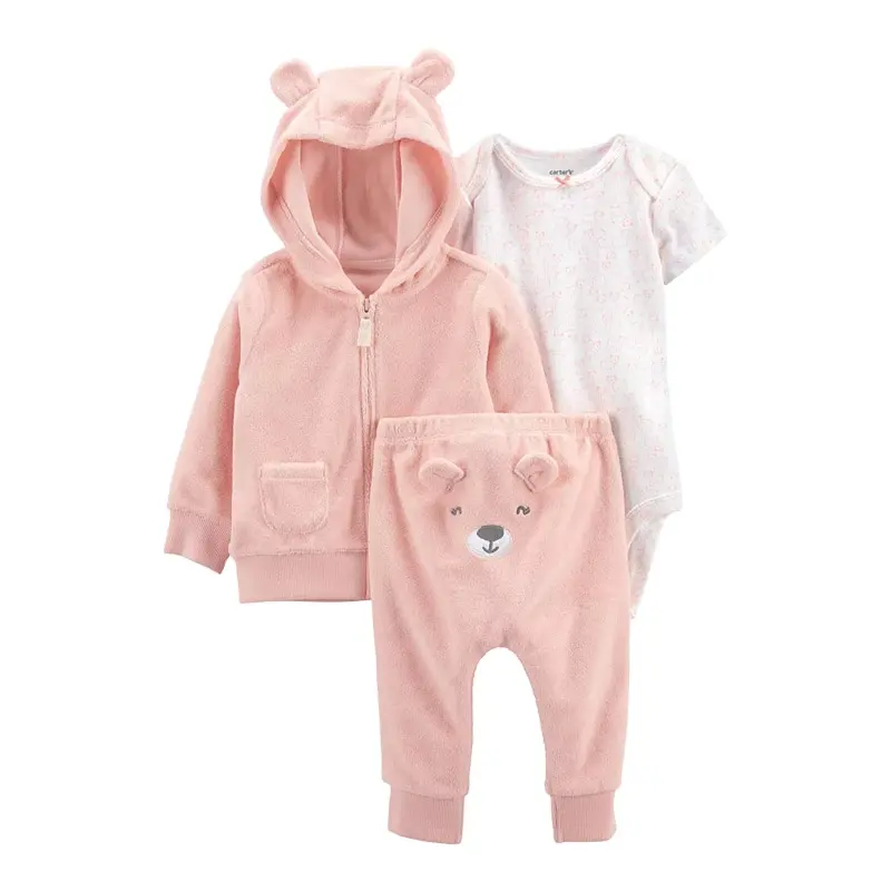Newborn Baby Romper Sweater Long Sleeve Romper Clothes Hooded 3 Pcs kids sweatsuit sets children's clothing winter